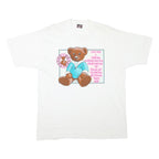 THE BEST Mens White Teddy Bear Graphic T-Shirt XL Short Sleeve Round Neck