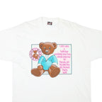 THE BEST Mens White Teddy Bear Graphic T-Shirt XL Short Sleeve Round Neck