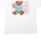 THE BEST Mens White Teddy Bear Graphic T-Shirt XL Short Sleeve Round Neck