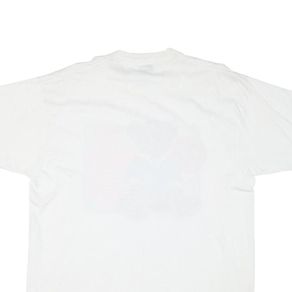 THE BEST Mens White Teddy Bear Graphic T-Shirt XL Short Sleeve Round Neck
