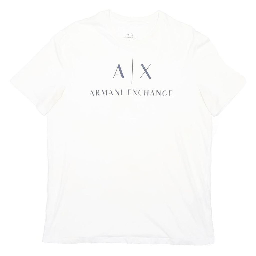 ARMANI EXCHANGE Mens White Logo Graphic T-Shirt L Short Sleeve Crew Neck Casual