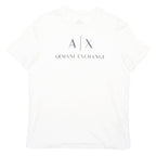 ARMANI EXCHANGE Mens White Logo Graphic T-Shirt L Short Sleeve Crew Neck Casual