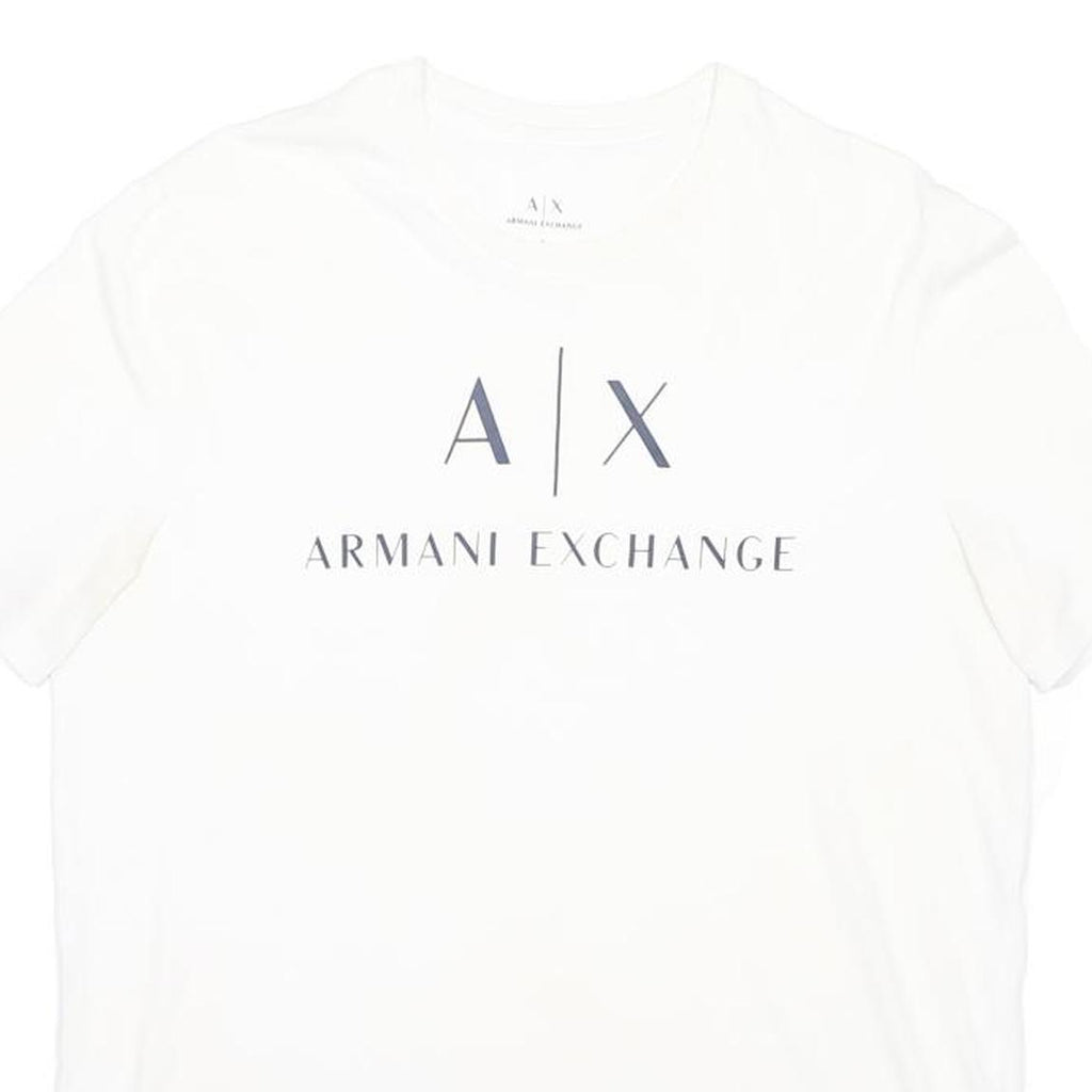ARMANI EXCHANGE Mens White Logo Graphic T-Shirt L Short Sleeve Crew Neck Casual
