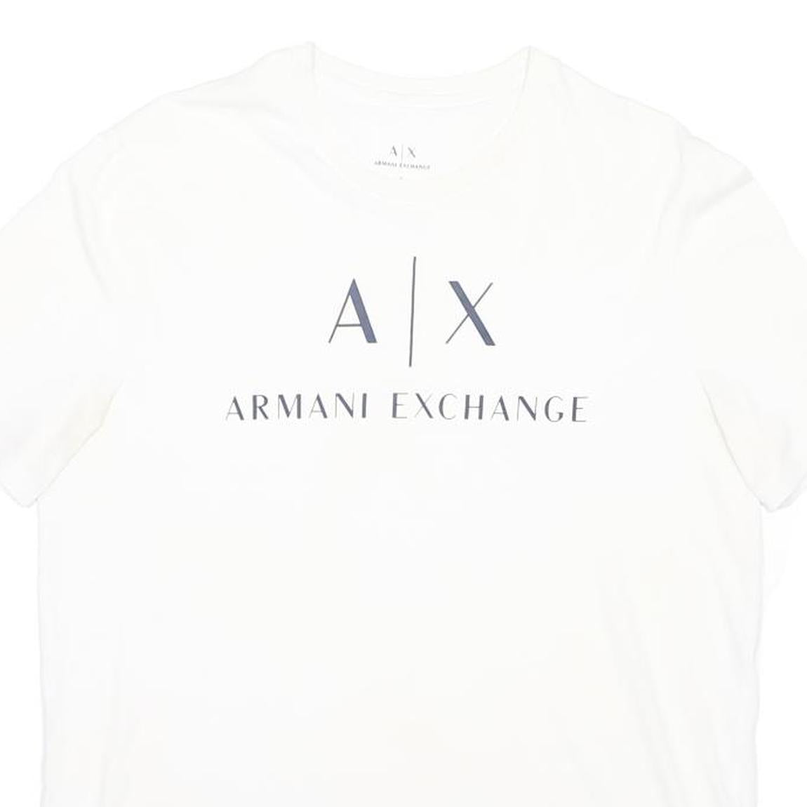 ARMANI EXCHANGE Mens White Logo Graphic T-Shirt L Short Sleeve Crew Neck Casual
