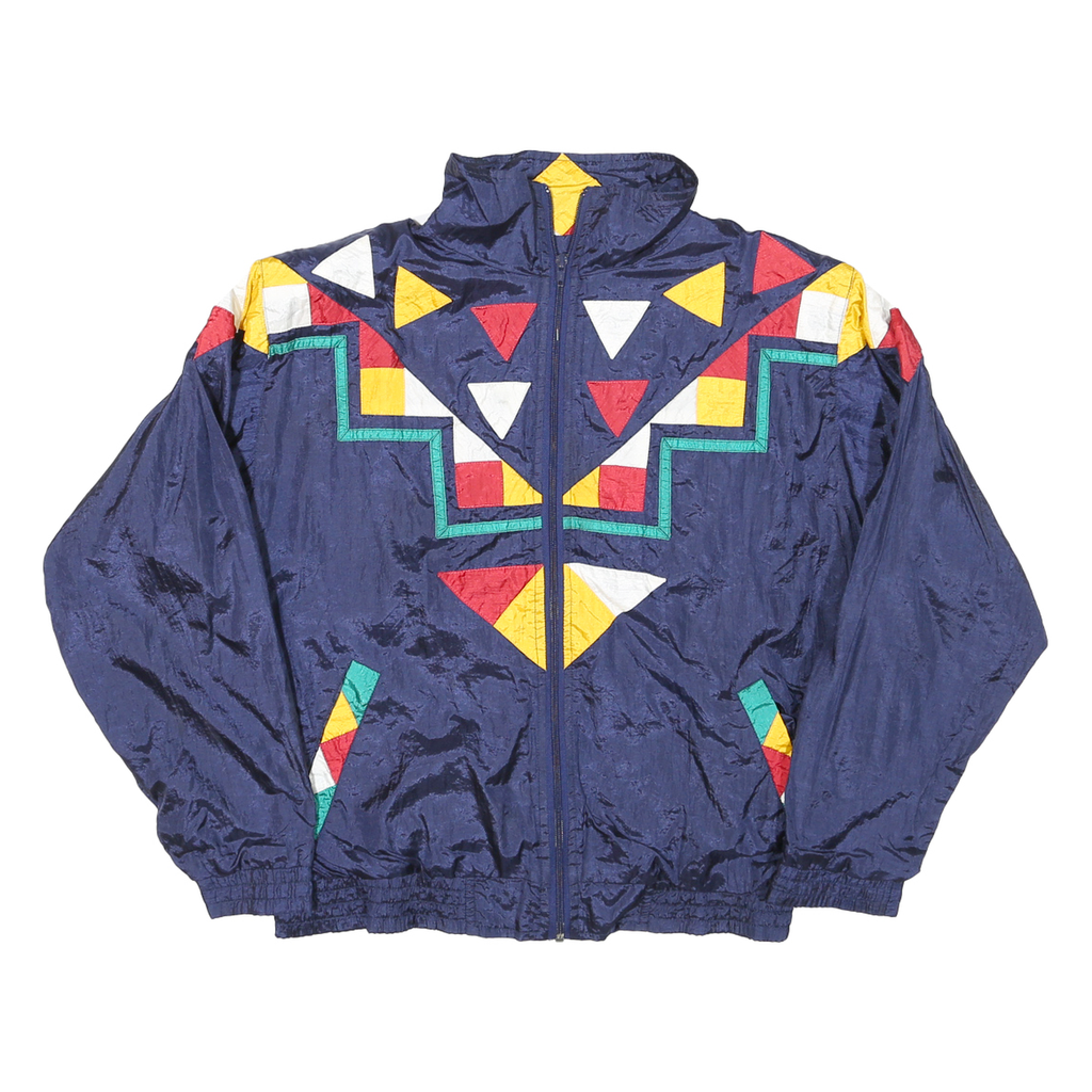 WESTBOUND Womens Blue Nylon Geometric Pattern Jacket M Zip Closure Retro Style