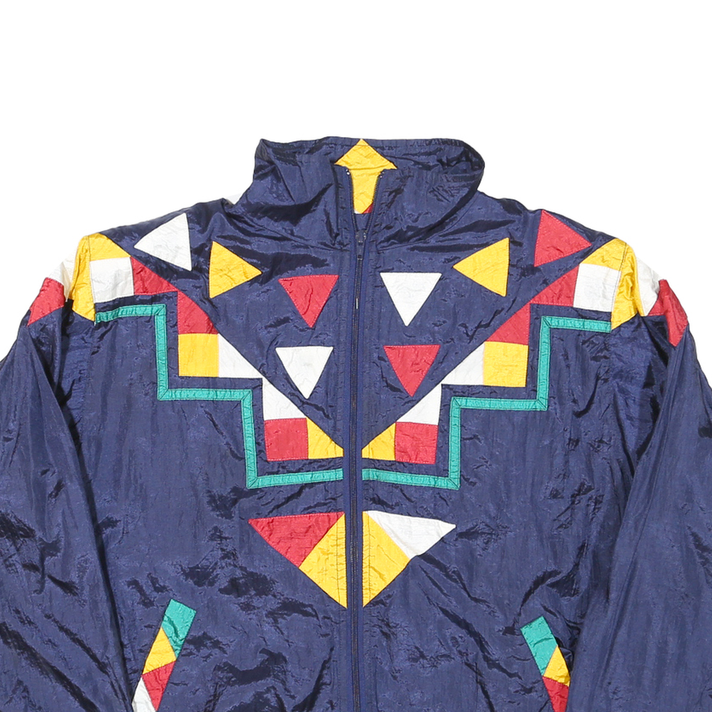 WESTBOUND Womens Blue Nylon Geometric Pattern Jacket M Zip Closure Retro Style