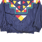 WESTBOUND Womens Blue Nylon Geometric Pattern Jacket M Zip Closure Retro Style