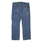 DICKIES Mens Blue Regular Fit Straight Denim Jeans W40 L32 Workwear Durable Zip