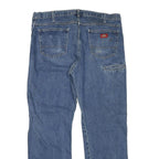 DICKIES Mens Blue Regular Fit Straight Denim Jeans W40 L32 Workwear Durable Zip