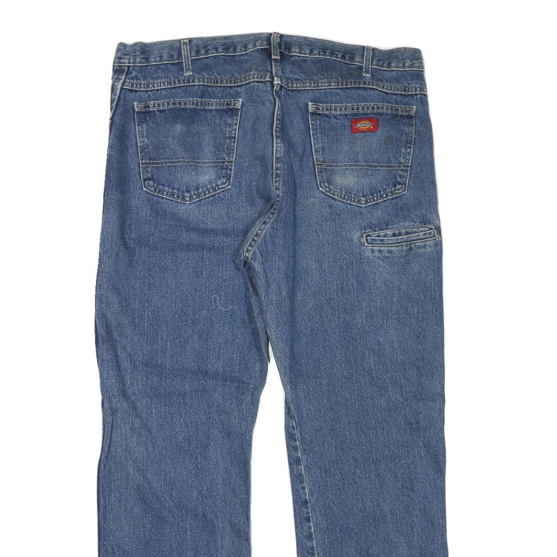 DICKIES Mens Blue Regular Fit Straight Denim Jeans W40 L32 Workwear Durable Zip