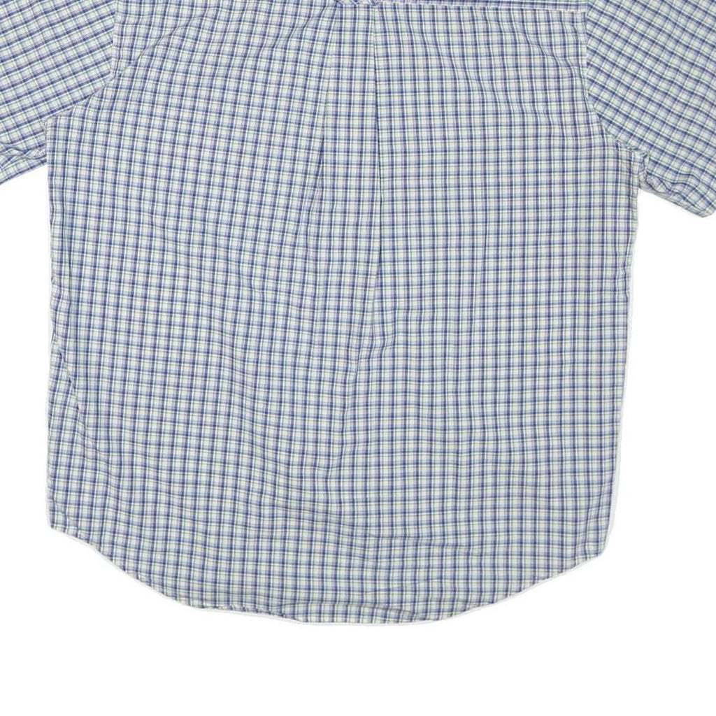 CHAPS Mens Blue & White Check Shirt L Short Sleeve Cotton Blend Casual