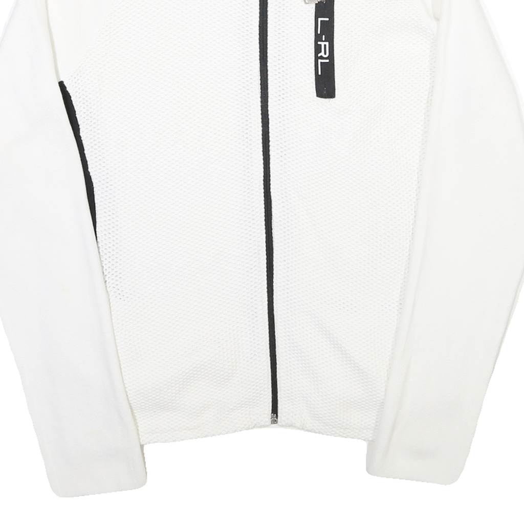 LAUREN RALPH LAUREN Womens White & Black Plain Cotton Blend Pullover Zip XL