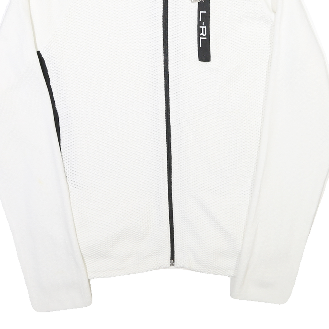 LAUREN RALPH LAUREN Womens White & Black Plain Cotton Blend Pullover Zip XL