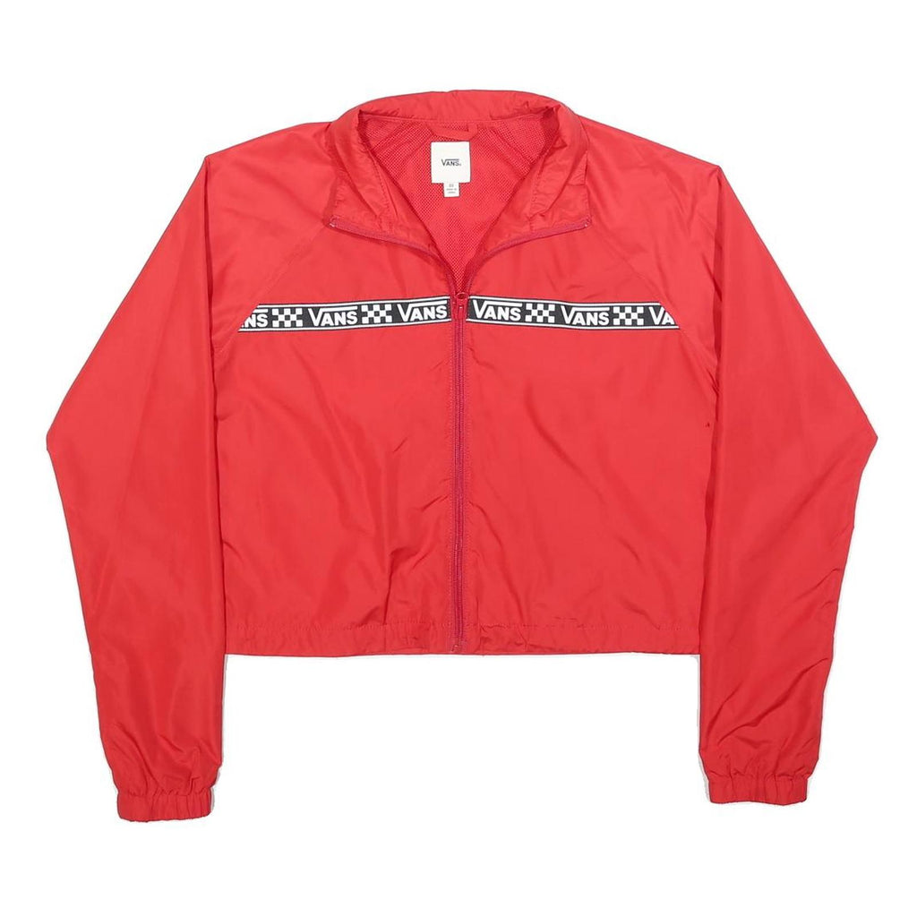 VANS Womens Red Zip Jacket XS Polyester Blend Plain Logo Tape Sport Casual