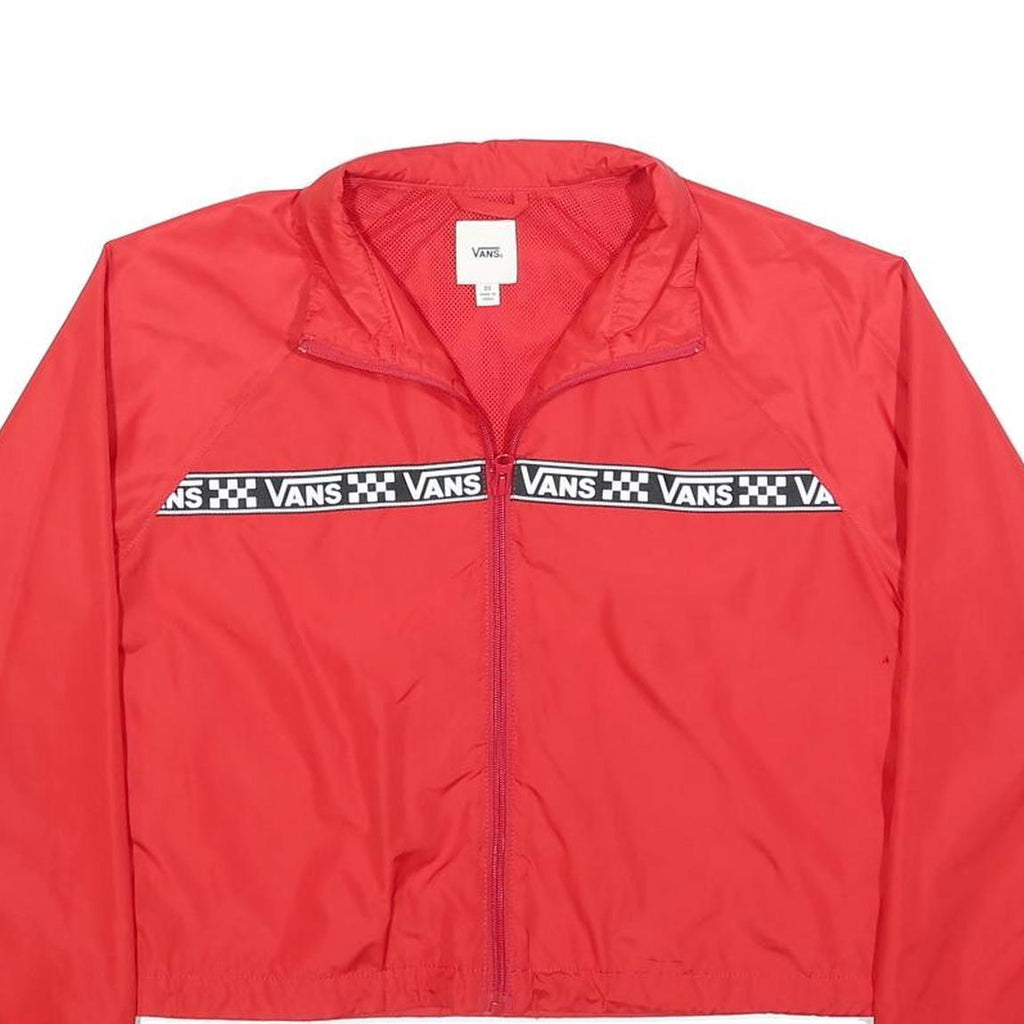 VANS Womens Red Zip Jacket XS Polyester Blend Plain Logo Tape Sport Casual