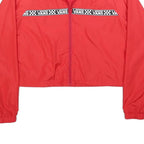 VANS Womens Red Zip Jacket XS Polyester Blend Plain Logo Tape Sport Casual
