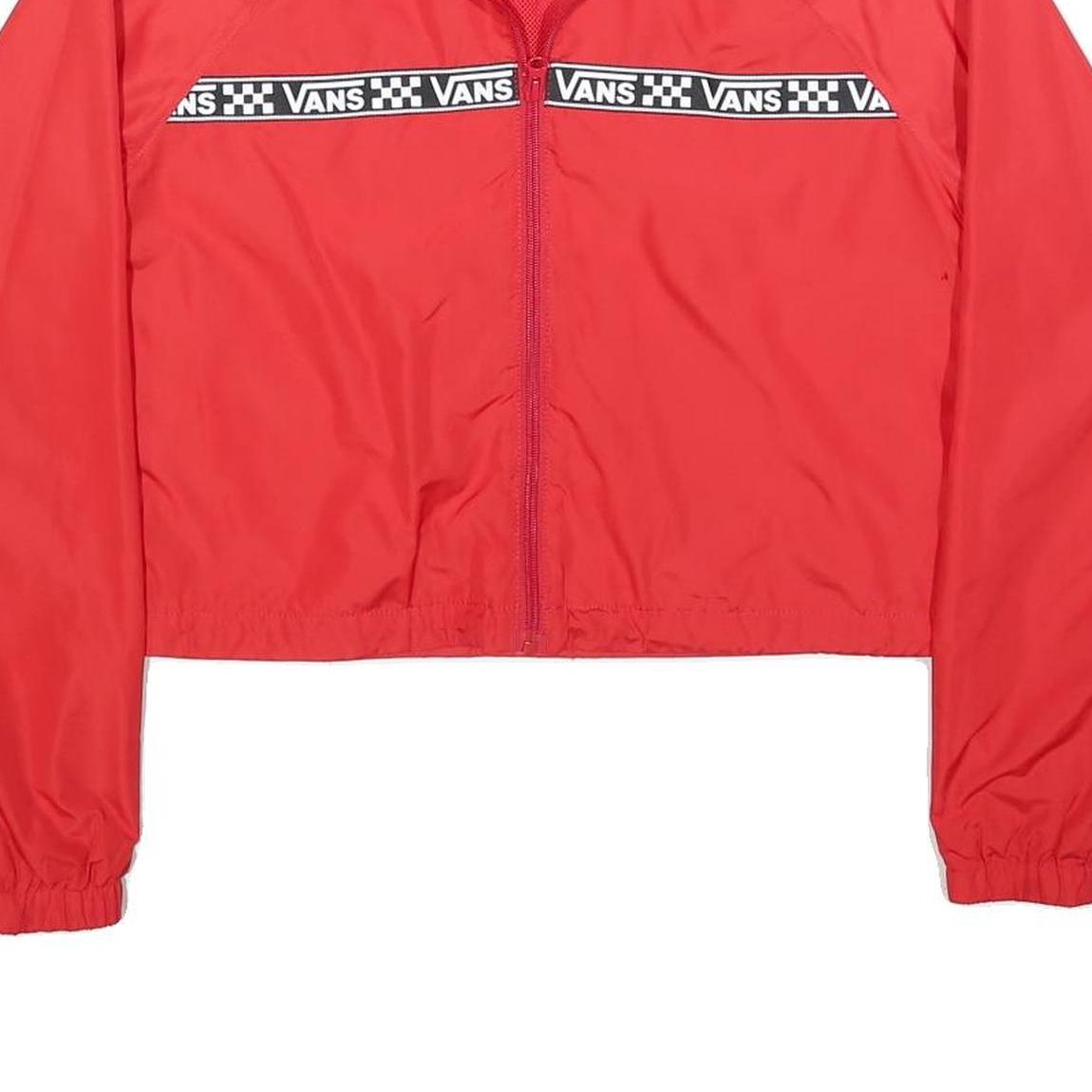 VANS Womens Red Zip Jacket XS Polyester Blend Plain Logo Tape Sport Casual