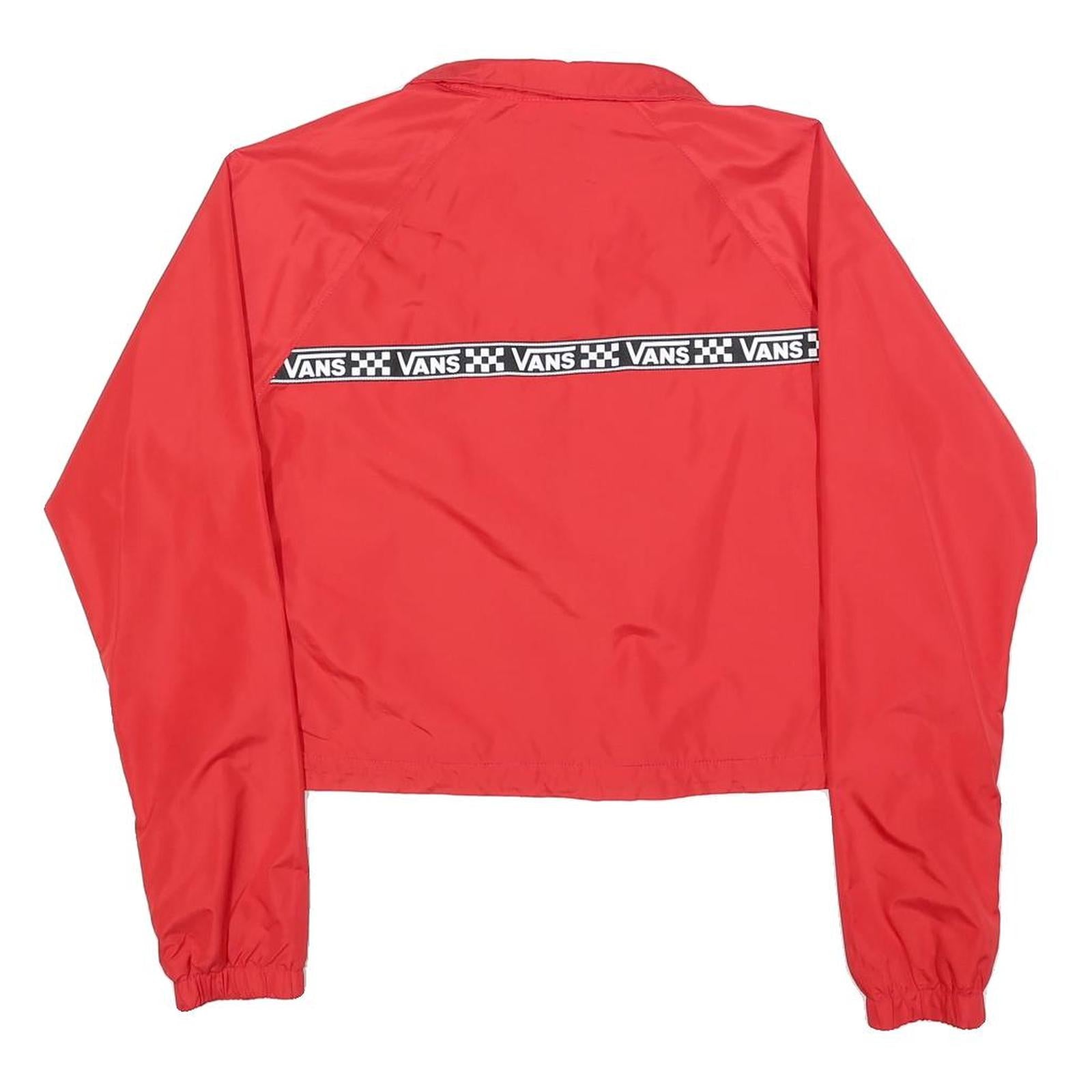 VANS Womens Red Zip Jacket XS Polyester Blend Plain Logo Tape Sport Casual