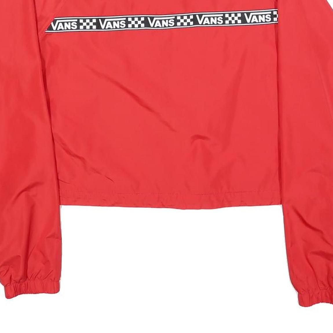 VANS Womens Red Zip Jacket XS Polyester Blend Plain Logo Tape Sport Casual
