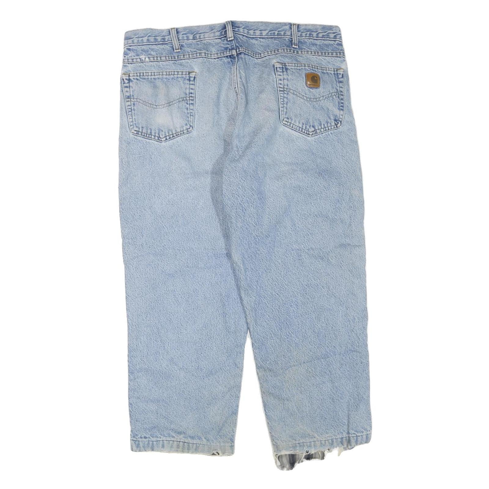 CARHARTT Mens Regular Fit Light Blue Denim Jeans W40 L25 Zip Closure Casual