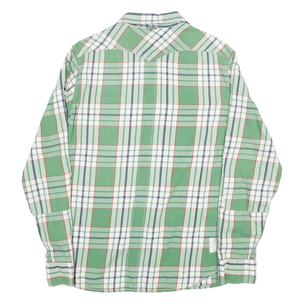 G-STAR Mens Green White & Navy Check Shirt S Lightweight Cotton Casual