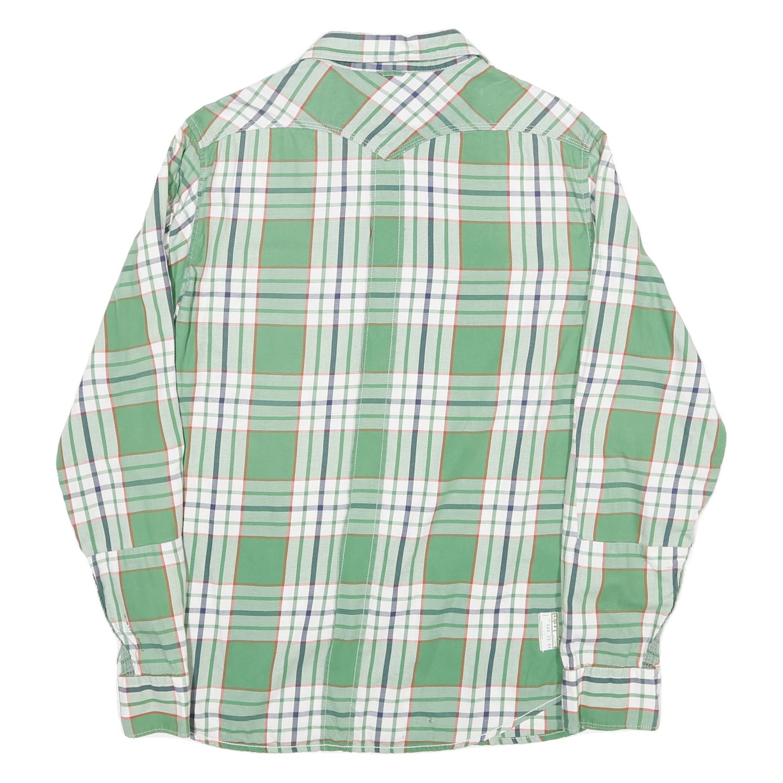 G-STAR Mens Green White & Navy Check Shirt S Lightweight Cotton Casual