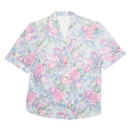 Womens Printed Blouse Pink V-Neck Floral XL