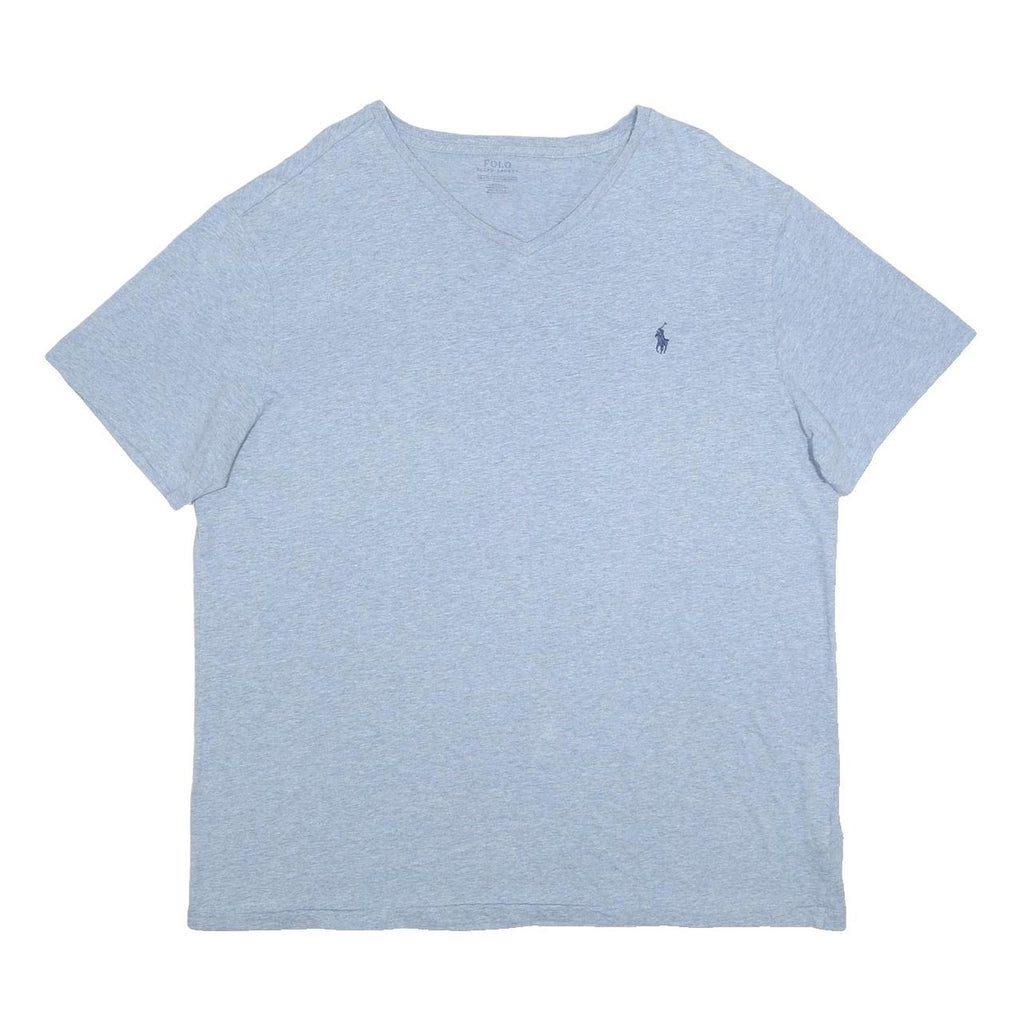 POLO RALPH LAUREN Mens Blue V-Neck T-Shirt XL Short Sleeve Cotton Classic Fit