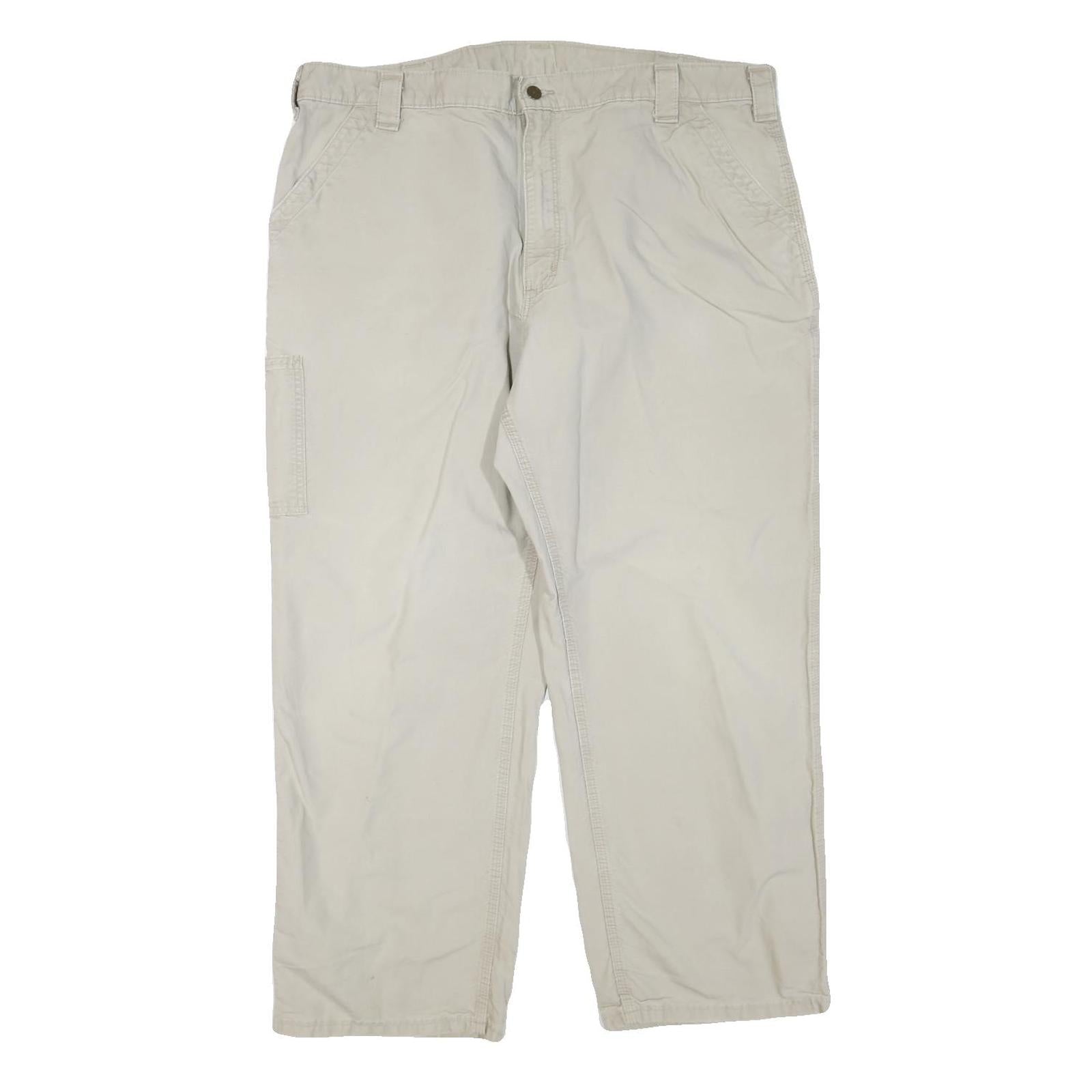 CARHARTT Mens Cotton Blend Beige Regular Straight Trousers W42 L30 Workwear