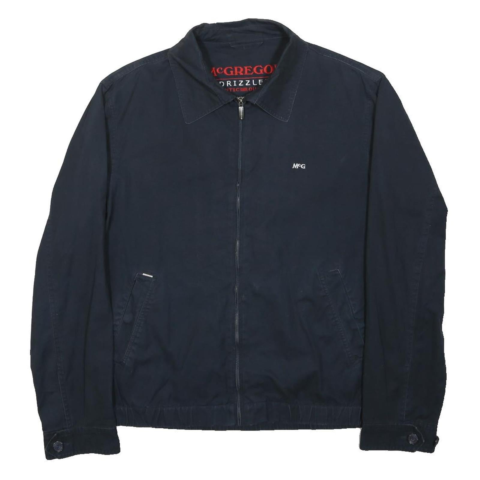 MCGREGOR Mens Navy Blue Classic Cotton Blend Zip Jacket S Casual Outerwear