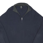 CALVIN KLEIN Mens Navy Plain Cotton Blend Pullover Jumper 2XL Zip Neck