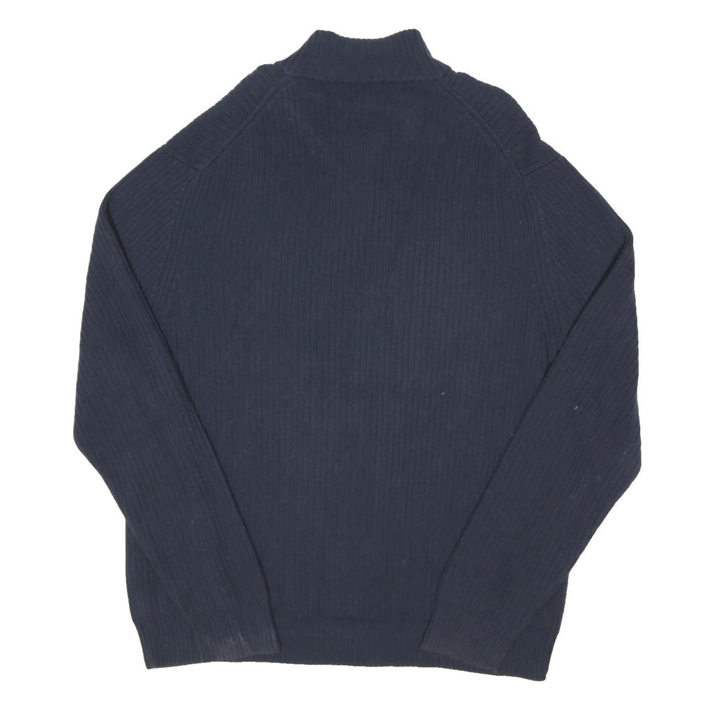 CALVIN KLEIN Mens Navy Plain Cotton Blend Pullover Jumper 2XL Zip Neck