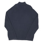 CALVIN KLEIN Mens Navy Plain Cotton Blend Pullover Jumper 2XL Zip Neck