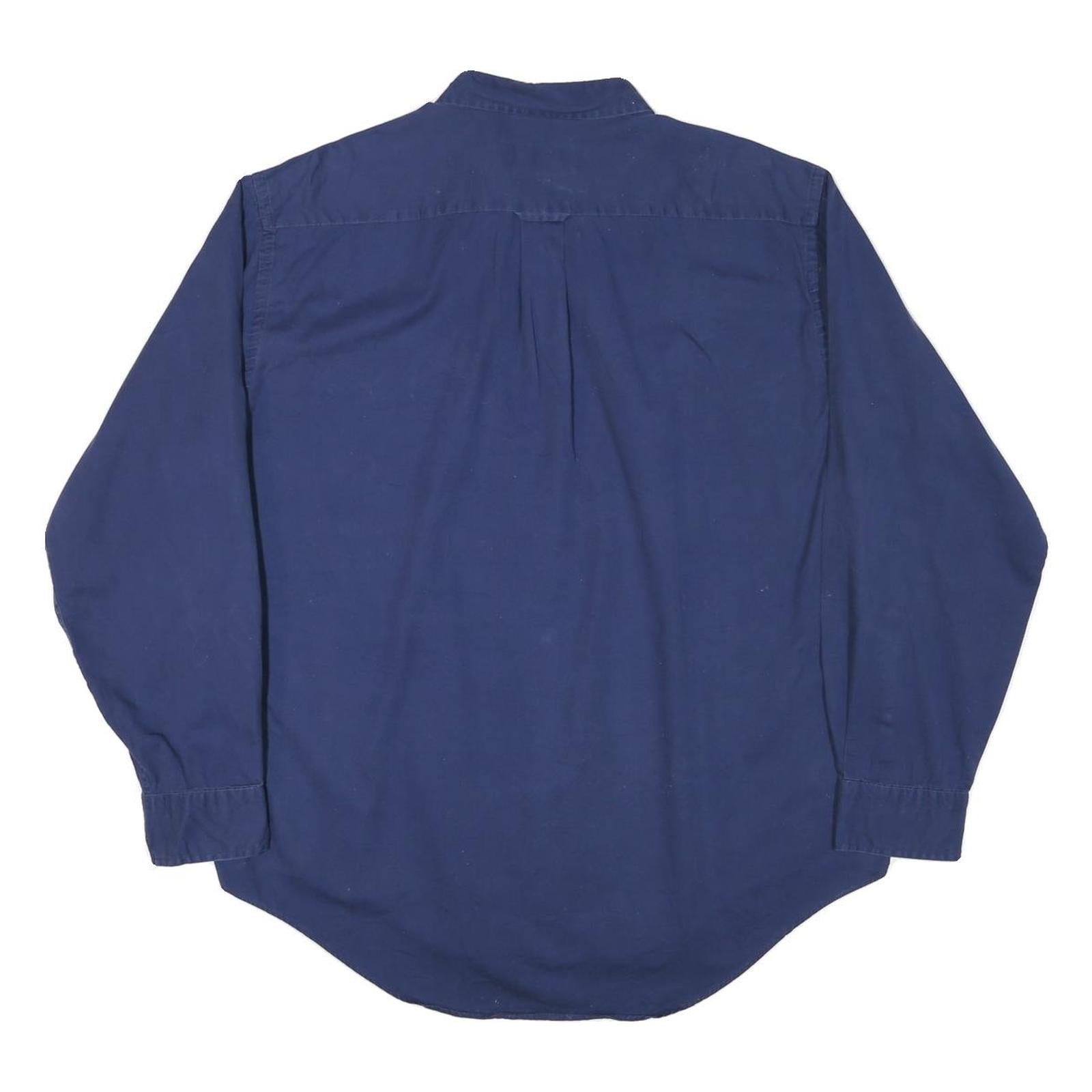 NAUTICA Mens Blue Cotton Blend Button Down Shirt L Classic Fit Long Sleeve