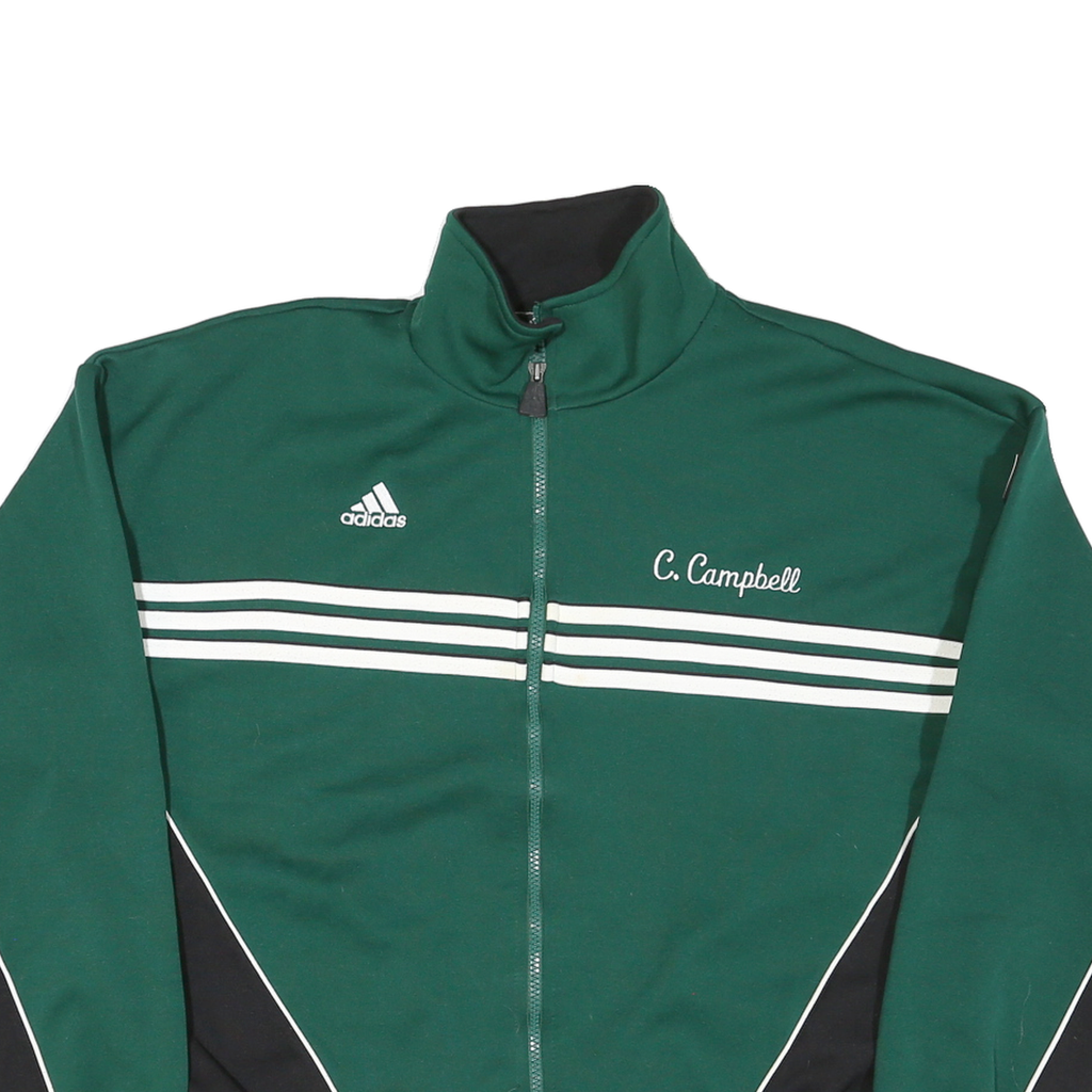 ADIDAS Mens Green & Black Zip Jacket L Polyester Blend Sports Casual Track Top