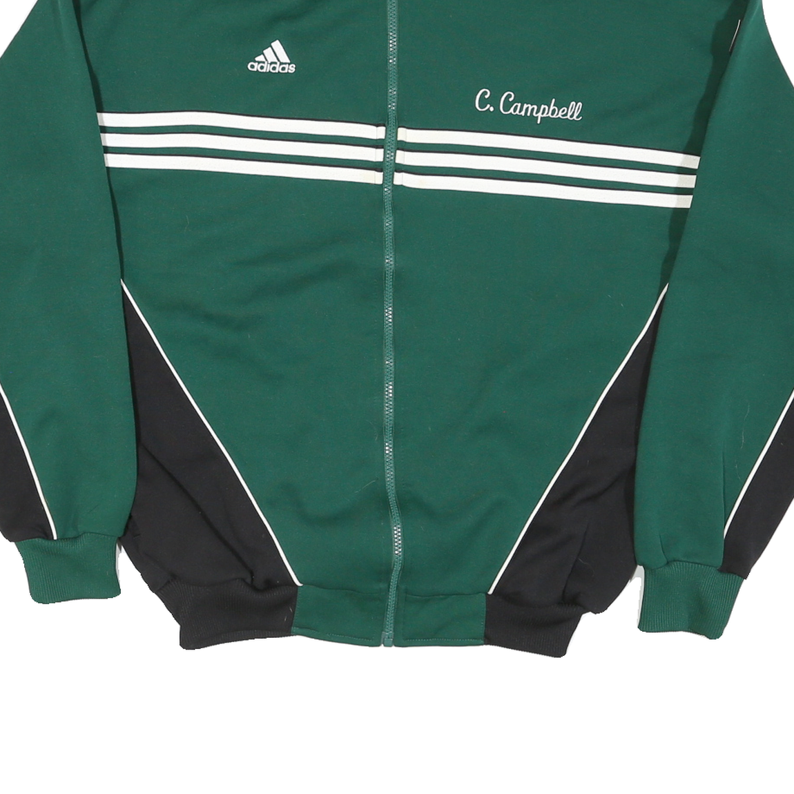ADIDAS Mens Green & Black Zip Jacket L Polyester Blend Sports Casual Track Top