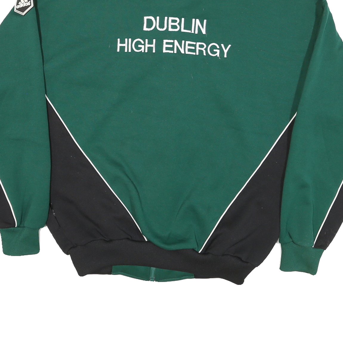 ADIDAS Mens Green & Black Zip Jacket L Polyester Blend Sports Casual Track Top