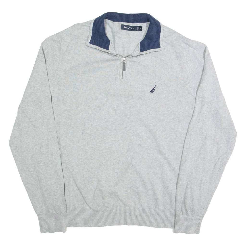 NAUTICA Mens Jumper Grey 1/4 Zip Tight Knit L