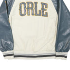 STIWAUP Mens Cream & Grey Los Angeles Graphic Button Jacket L Cotton Blend