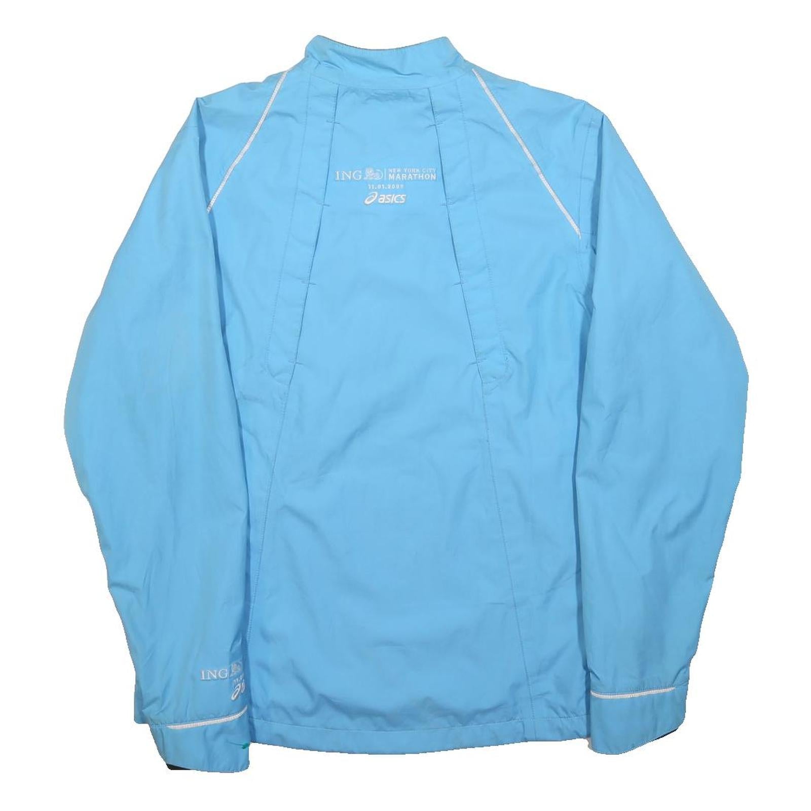 ASICS Womens Blue Running Jacket M Polyester Zip Plain Marathon Sportswear