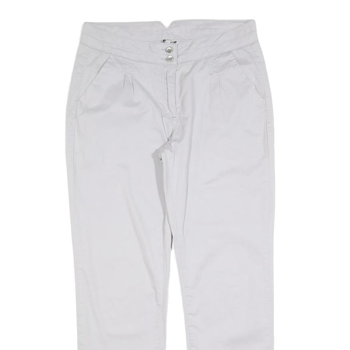 LAURA ASHLEY Womens Cotton Blend White Regular Straight Trousers W30 L30 Casual