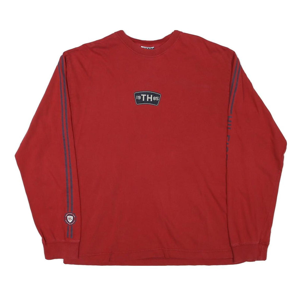 TOMMY HILFIGER Mens Red Long Sleeve Crew Neck Cotton Blend L Casual Sports