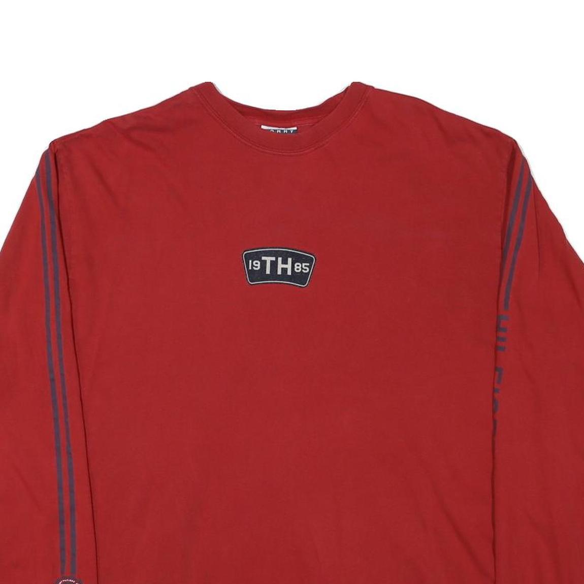 TOMMY HILFIGER Mens Red Long Sleeve Crew Neck Cotton Blend L Casual Sports