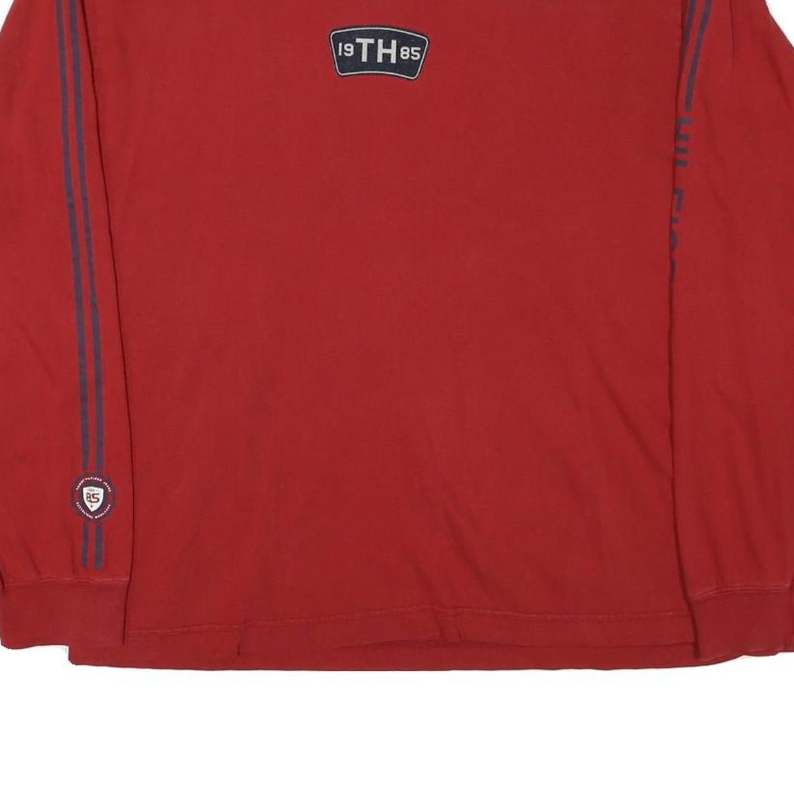 TOMMY HILFIGER Mens Red Long Sleeve Crew Neck Cotton Blend L Casual Sports