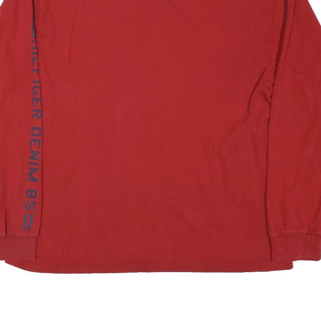 TOMMY HILFIGER Mens Red Long Sleeve Crew Neck Cotton Blend L Casual Sports