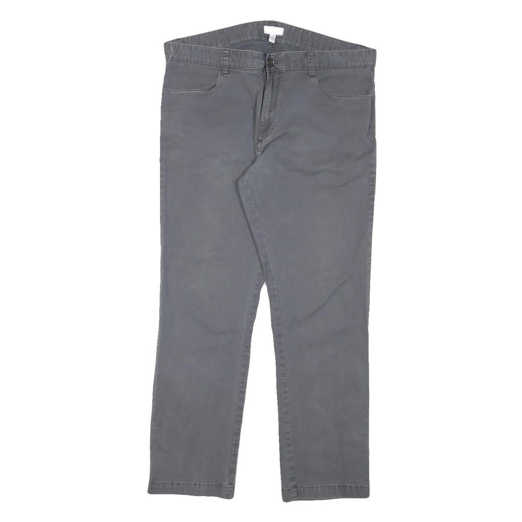 CALVIN KLEIN Mens Cotton Blend Grey Slim Straight Trousers W36 L30 Casual Smart