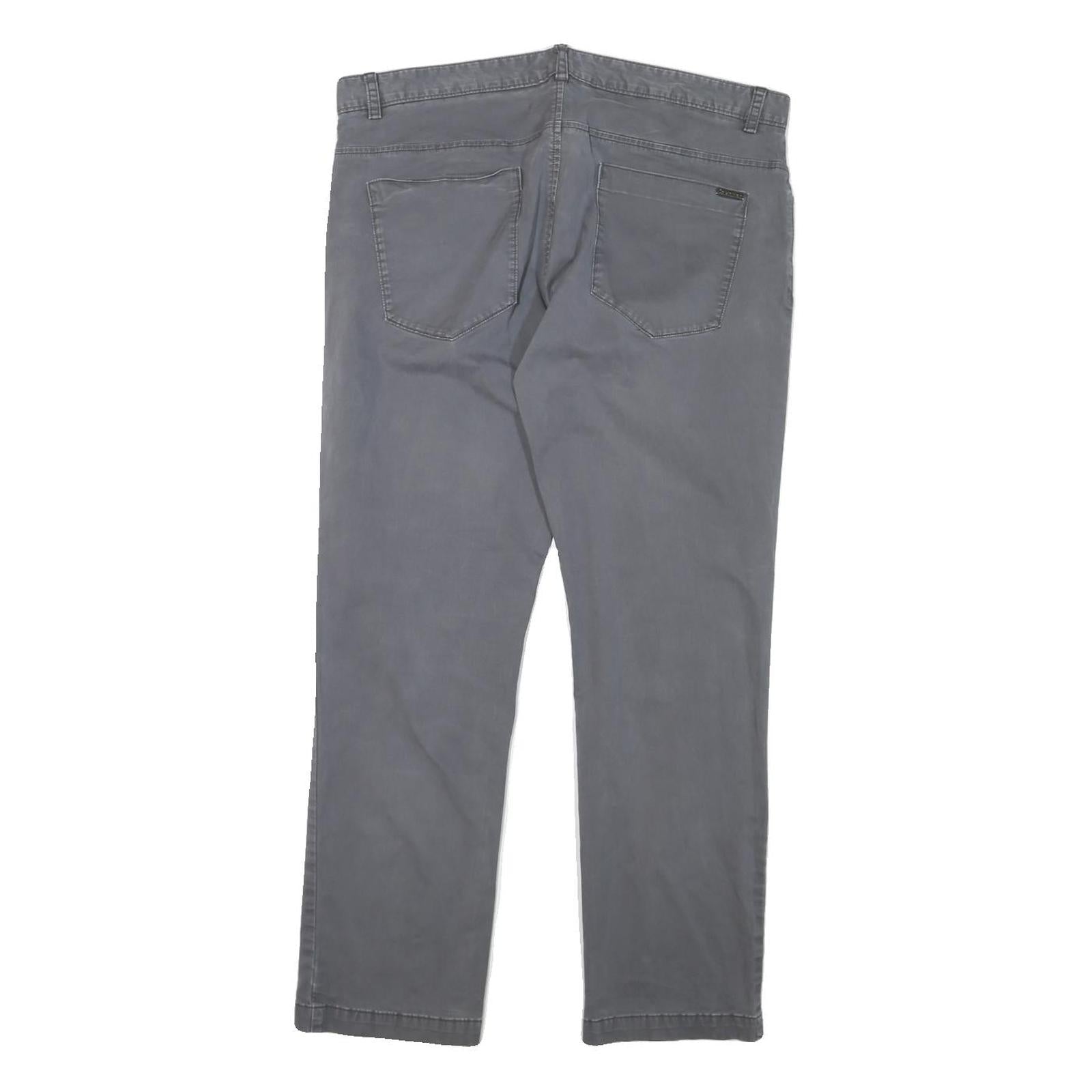 CALVIN KLEIN Mens Cotton Blend Grey Slim Straight Trousers W36 L30 Casual Smart