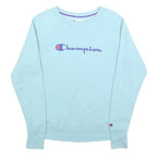 CHAMPION Mens Blue Crew Neck S Cotton Blend Logo Sweatshirt Casual