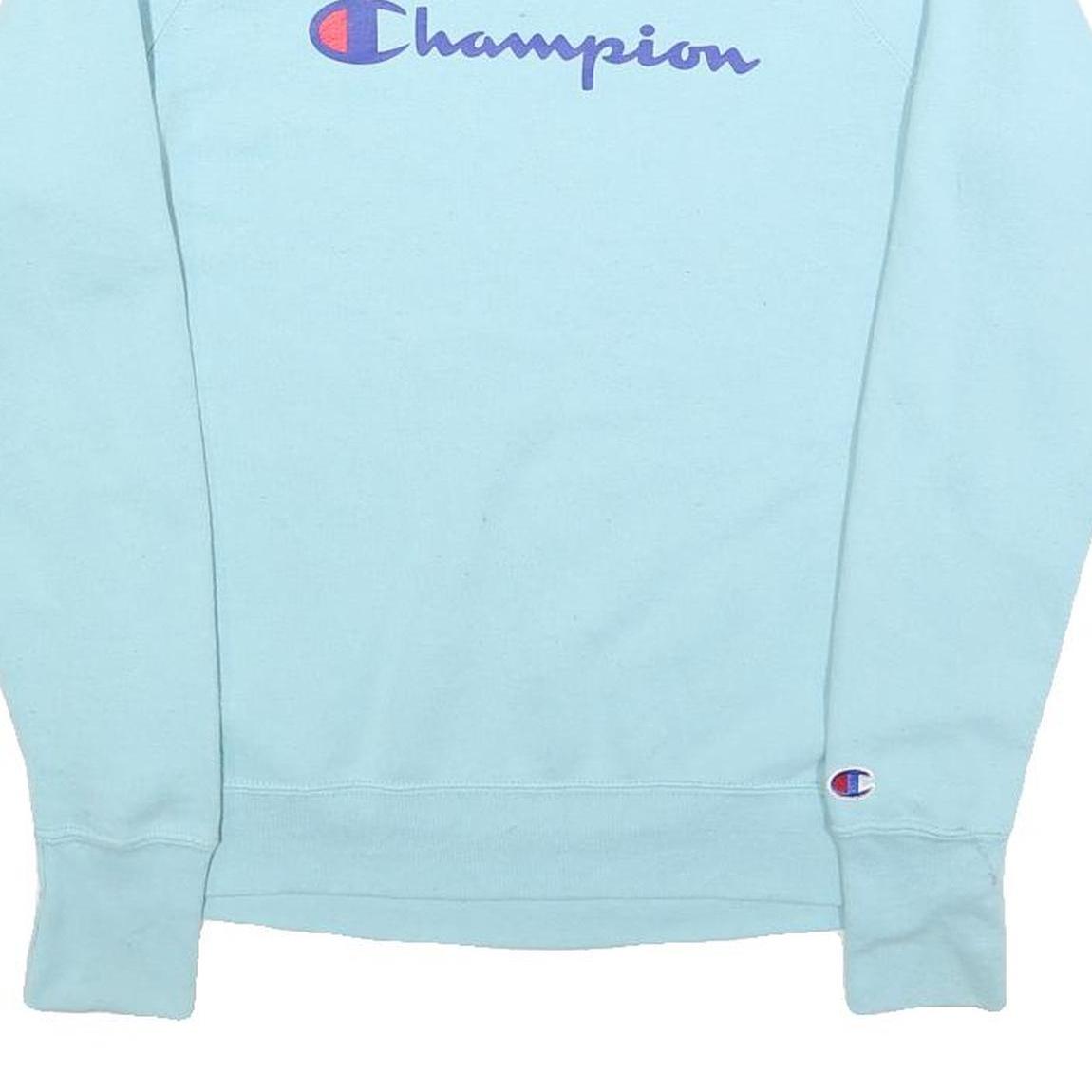 CHAMPION Mens Blue Crew Neck S Cotton Blend Logo Sweatshirt Casual