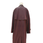 Womens Brown Cotton Blend Long Button Jacket UK 12 Double Breasted Plain Classic